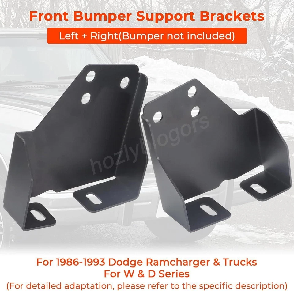 For 1986-93 Dodge Truck Front Bumper Brackets D/W 150 D/W 250 D/W 350 Ramcharger - Image 4 of 4