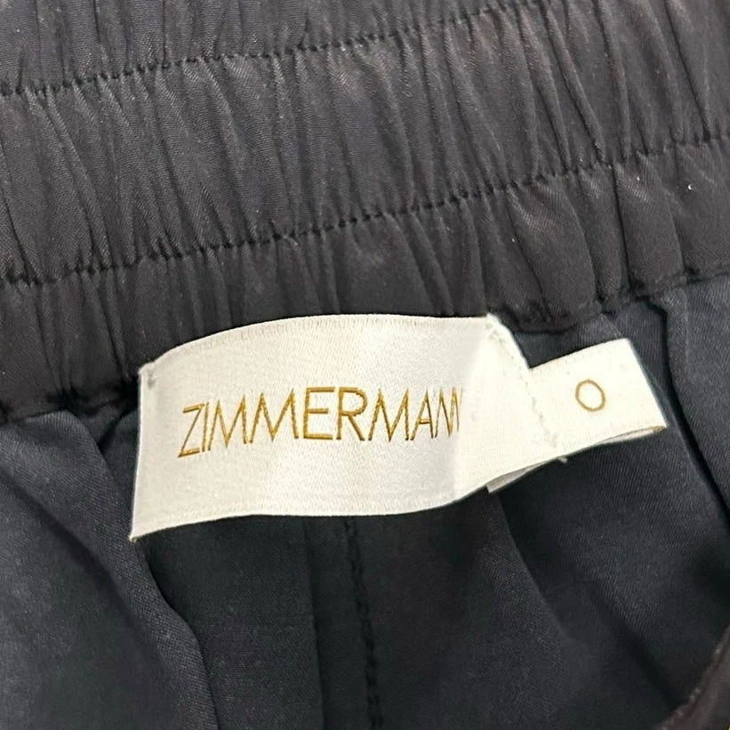 NWT Zimmermann Black Silk Blend Palm Tree Drawstring Running Shorts 0 / US XS - Image 4 of 4