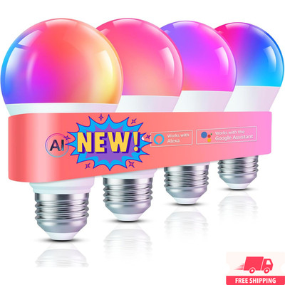 Bombillas inteligentes B1 con IA - Bombilla LED RGBWW que cambia de color, WiFi