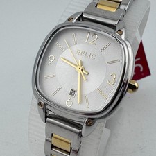 Relic Quartz Watch ZR34244 Women 30m Silver Steel Square Barrel New Batter 7.25"