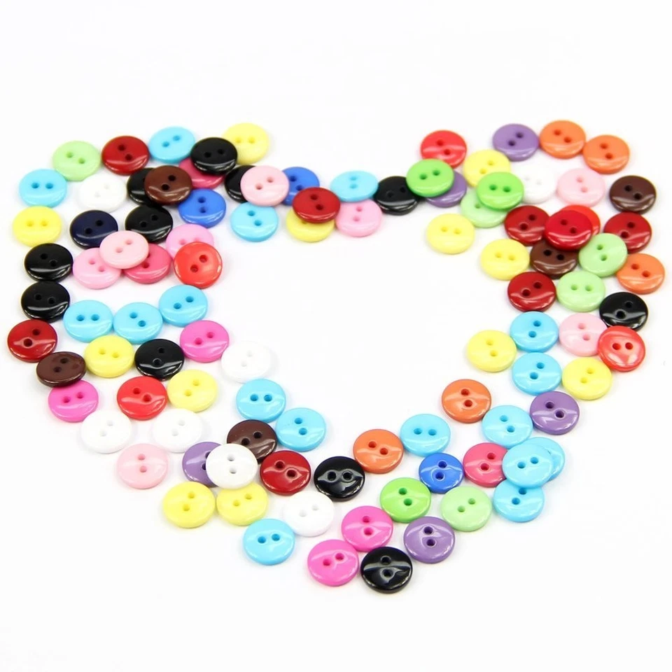 100pcs 8mm Mixed Color Round Shape Resin Buttons Sewing Accessories  H2C59110 - Image 2 of 4