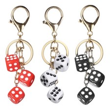 3pcs Lucky Dice Keychain Charm, Resin Dice Keyring with 3 Pendants 3 Color