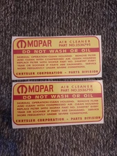 Mopar 1965 HEMI  A-990 Dodge Plymouth, Air Cleaner Decals. (2)