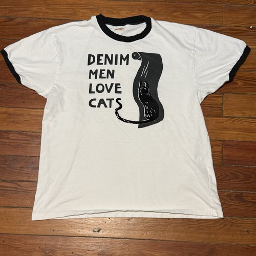 Kapital 2020 Denim Men Love Cats Ringer T Shirt Japanese Brand Large