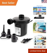 Etekcity Compact Electric Air Pump - Quick-Fill Inflator/Deflator with 3 Nozzles
