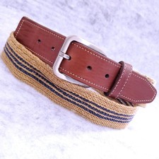 MARTIN DINGMAN MENS BELT COUNTRY WEAR COLLECTION 36 JUTE BLUE STRIPE TAN/BROWN