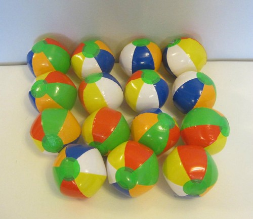 15 NEW MINI BEACH BALLS MULTI COLORED 5" INFLATABLE POOL BEACHBALL PARTY FAVORS - Picture 4 of 4