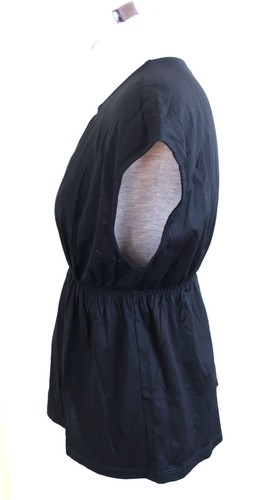 VNTG PRADA Black Cotton Garter Blouse Top Shirt Short Sleeves Medium L 6 7 8 - Picture 9 of 12