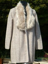 F&F Faux Fur Collar Jacket Coat Cardigan Size 10/12  New with Tags