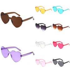 Love Heart Shape Sunglasses Clear Lens Rimless Fun Dress Party Festival Glasses/