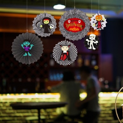 Diy 6pcs Paper Wheel Fan Flowers Wedding Party Spring Decoration