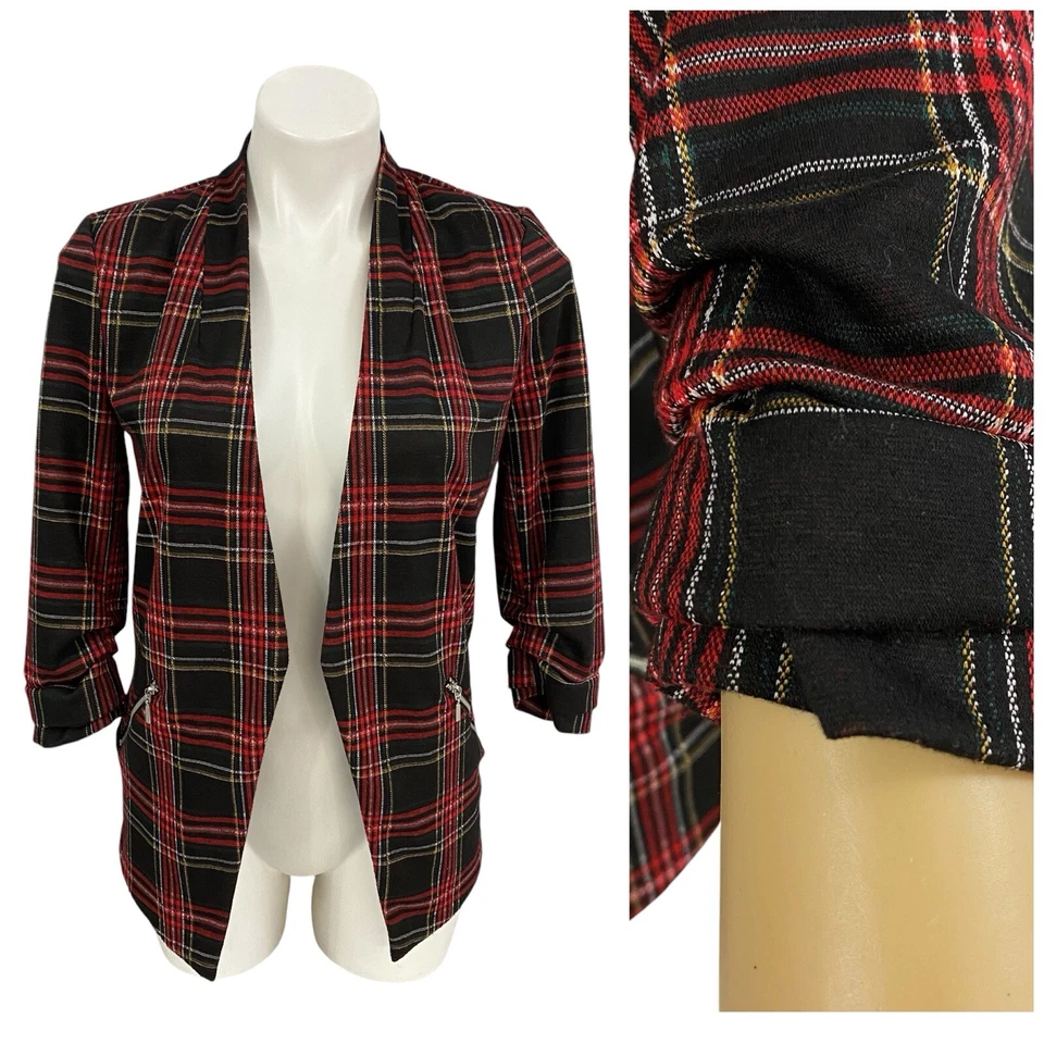 Blazer Maurices Mujer Pequeña Chaqueta Academia Tejido a Cuadros Trabajo Oficina Informal Foto 2 de 4