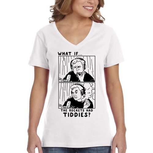 XtraFly Apparel Women's Rockets Had Tiddies Elon Musk Weed Space V-neck T-shirt - Picture 4 of 4
