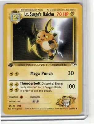 Lt. Surge's Raichu 28/132 1st Edition - Gym Challenge Pokemon Card