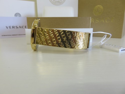 Orologio Versace Donna VE2O00522 Logo Halo Nero Quadrante 38mm Bracciale Tono Oro - Foto 8 di 12