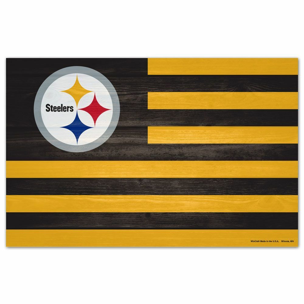 PITTSBURGH STEELERS AMERICANA FLAG WOOD SIGN 11 PITTSBURGH STEELERS AMERICANA FLAG WOOD SIGN 11