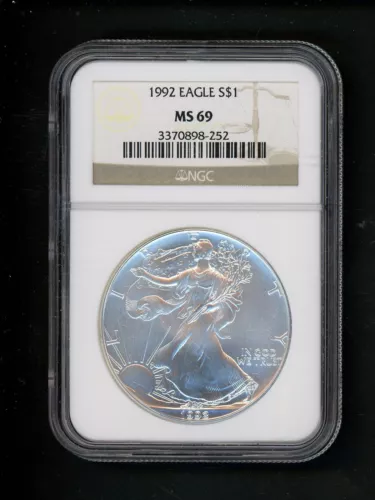1992 US American Silver Eagle Dollar $1 NGC MS69 GEM UNCIRCULATED Choice White