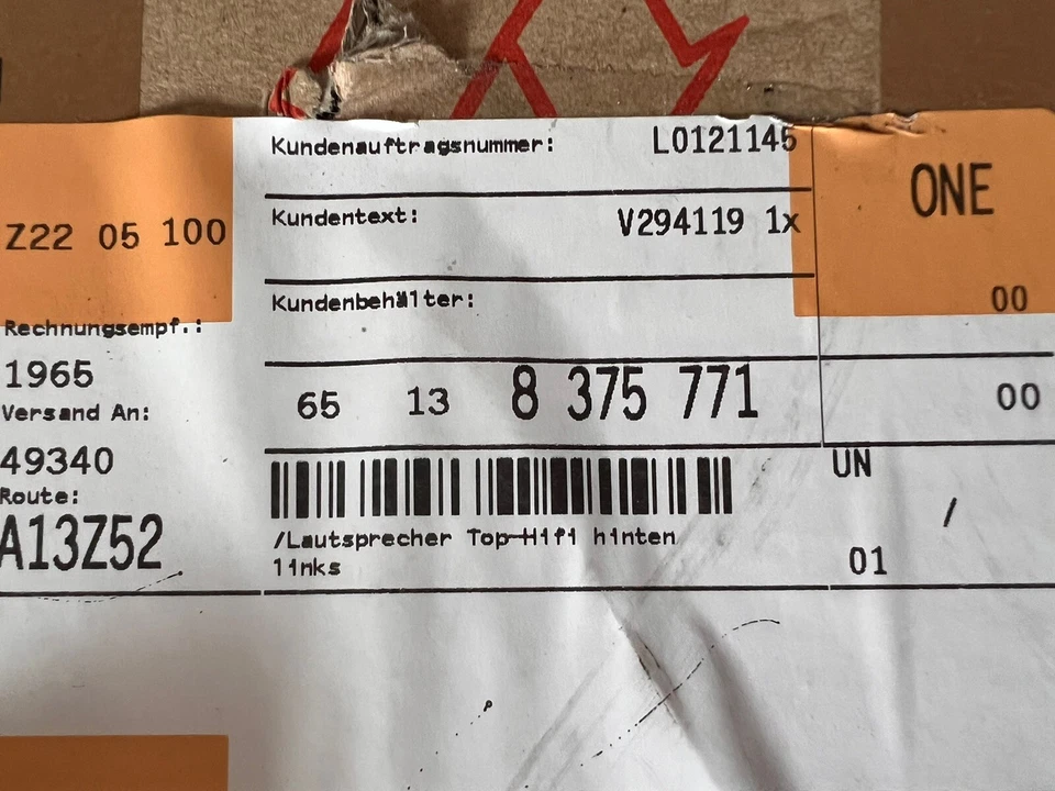 BMW E36 Cabrio HK Harman Kardon Lautsprecher hinten links 65 13 8 375 771 NEU - Bild 4 von 4