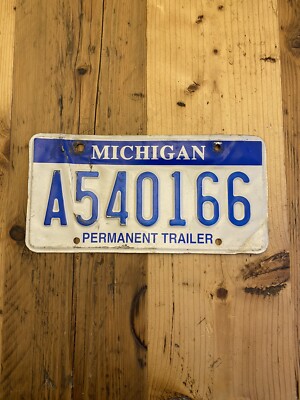 Vintage Michigan Permanent Trailer US Car License Plate A540166