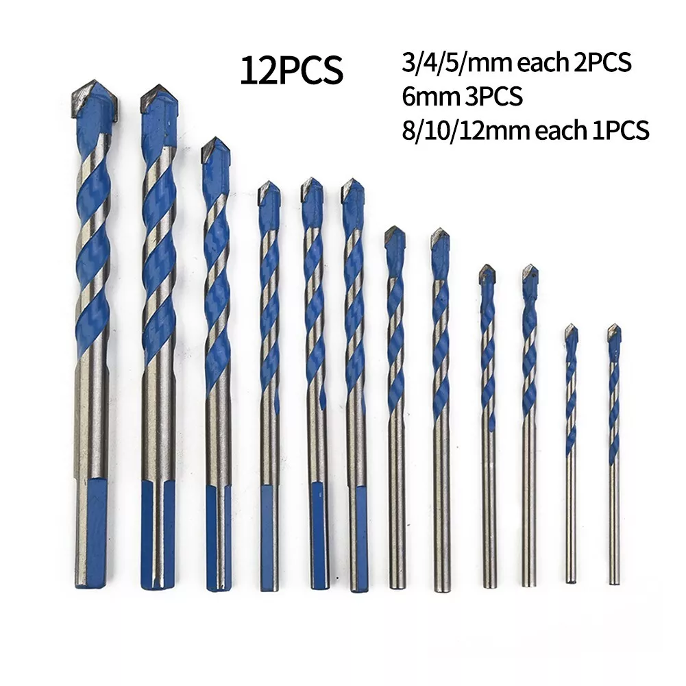 Multi Purpose Drill Bit Set 12PCS for Drywall Bricks For Tiles and More