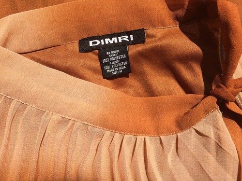 DIMRI Ombre Pleated Tie Neck Rust Sleeveless Dress Blouse Medium - Picture 2 of 3