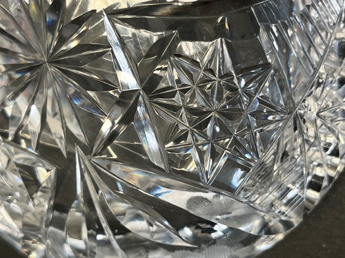 Antique American Brilliant Cut Glass 5" Dish/ Shallow Bowl w/Star of David - Picture 8 of 10