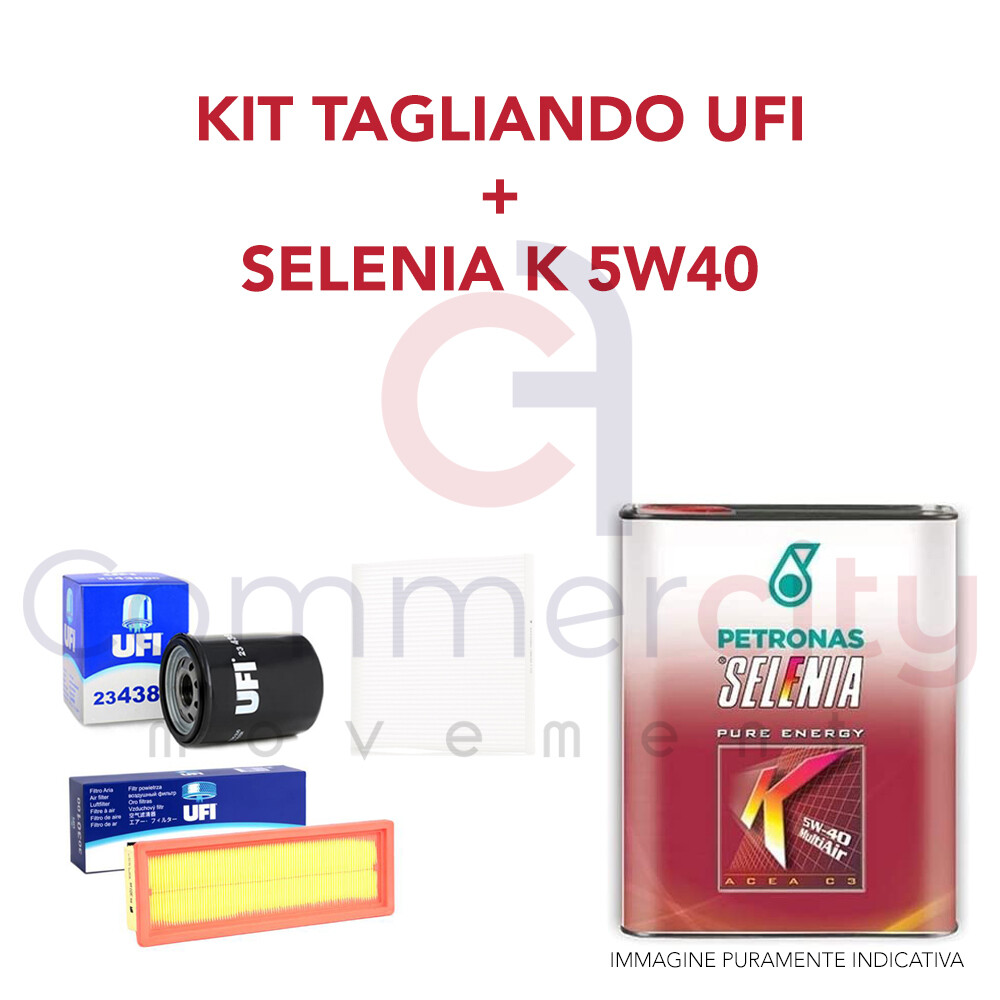 KIT TAGLIANDO FILTRI UFI OLIO SELENIA K 5W40 FIAT PANDA 500 1.4 100HP BENZINA - Foto 2