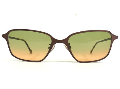Vintage la Eyeworks Sunglasses TORCH 445 Brown Square Frames Green Orange Lens