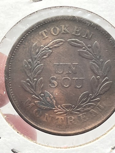 Años 1850? FICHA DE COBRE Agricultura y Comercio Un Sou MONTREAL Bas CANADÁ 1" Dia - Imagen 6 de 12