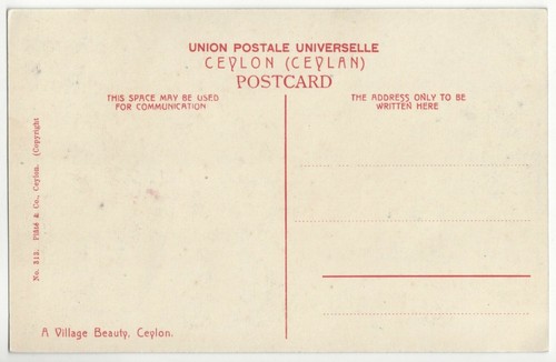 1910 hübsche Ceylon Frau in ethnischer Tracht - Vintage Asien Postkarte - Bild 2 von 2