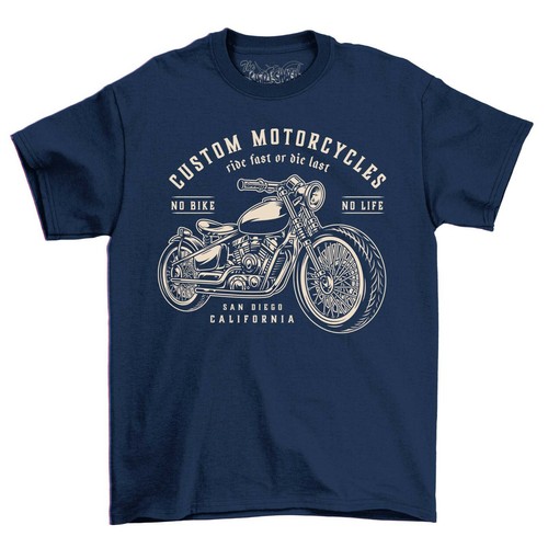 Custom Motorcycles Ride Fast Die Last Men's T-Shirt Unisex Motorbike Tee Shirt - Picture 3 of 6