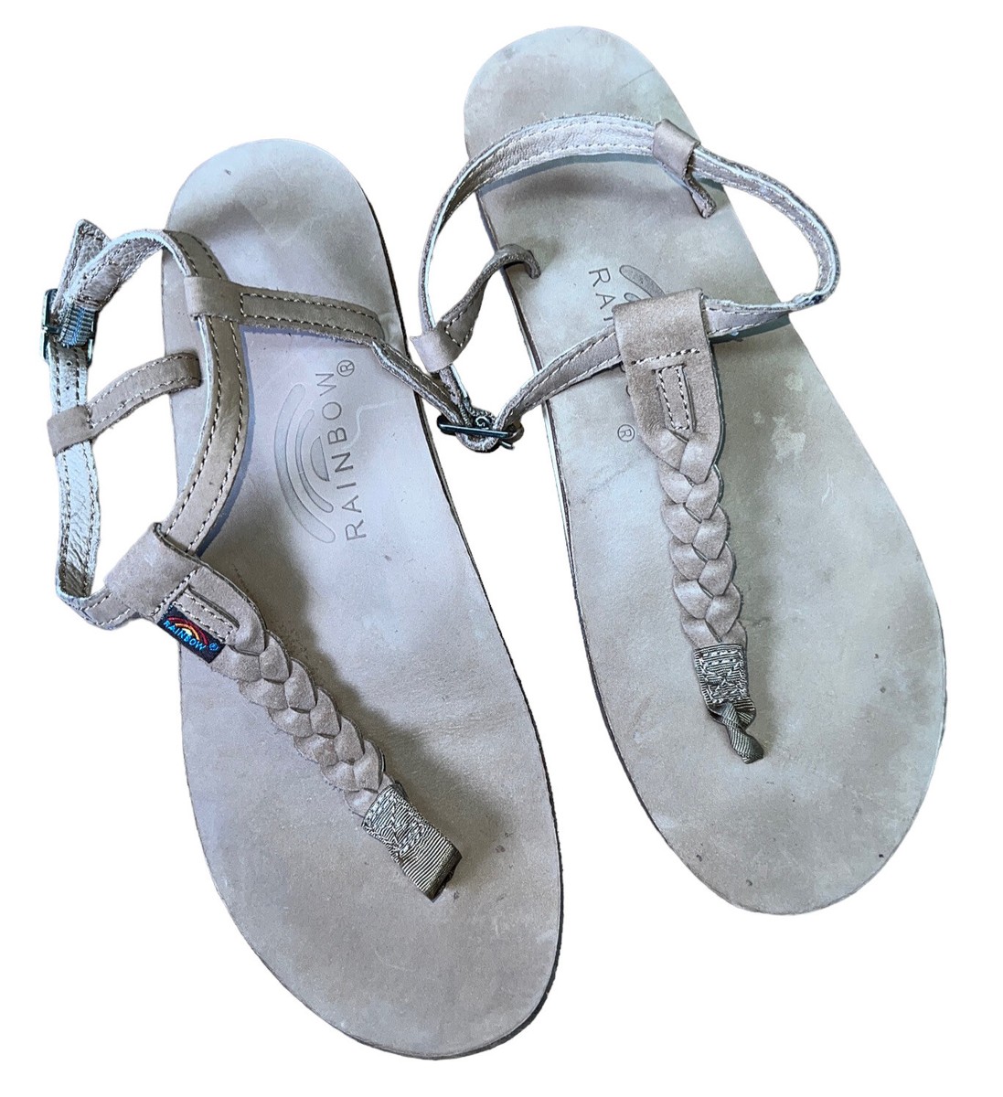 Rainbow T-Street Braided T Strap Sandals Thongs Sierra Light Brown XL -9