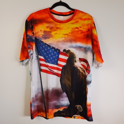 Size Large Mens Shirt USA Patriotic America Eagle Flag Rally Olympics - Picture 4 of 4