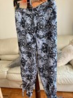 Dana Buchman Silk Black/Blue Pants With Ties At Ankles – New — photo 6