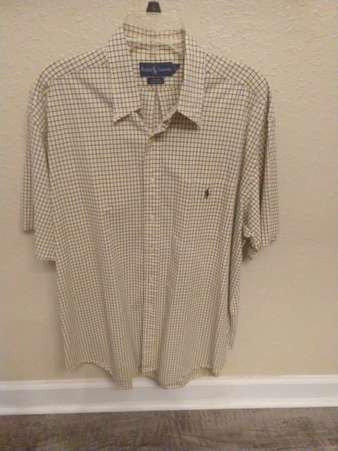 Ralph Lauren XL Blake 100% Cotton Yellow+Grey Plaid | eBay