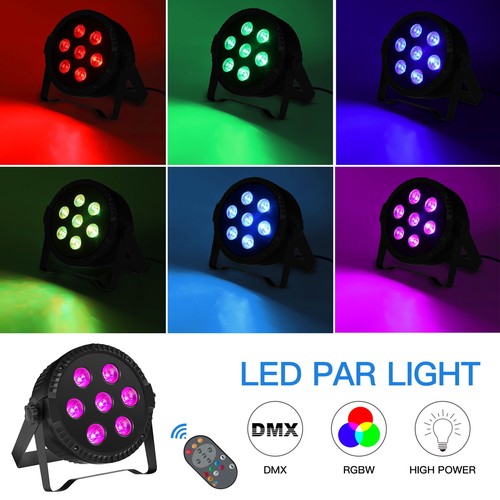 7LED Par Can Light DMX RGBW 4 IN 1 LED Stage Lighting DJ Disco Club Party Lights - Picture 2 of 7