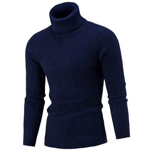 Mens Winter Knitted Turtleneck Sweater Long Sleeve Solid Jumper Knitwears Top - Bild 8 von 18