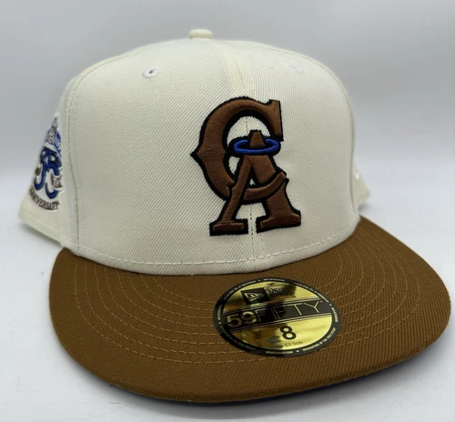 New Era 59Fifty California Angels Fitted Hat 8 White Brown New Hat Club Rare