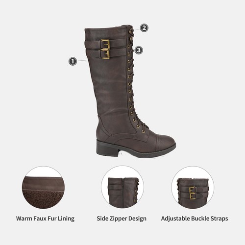 Kniehohe Damen-Reitstiefel mit Kunstfellfutter Kampfschuh US 5-11 - Bild 8 von 21