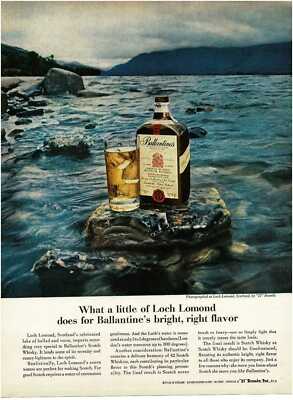 1963 BALLANTINE'S Scotch Whiskey Loch Lomond Scotland Vintage Print Ad