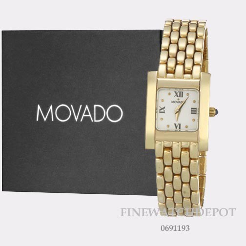 Authentic Movado Women's Luko 14K Gold Square Wrist Watch 0691193 eBay