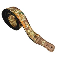 The Gold & Brown Paisley Guitar Strap- Vtar Handmade Vegan Guitar Straps