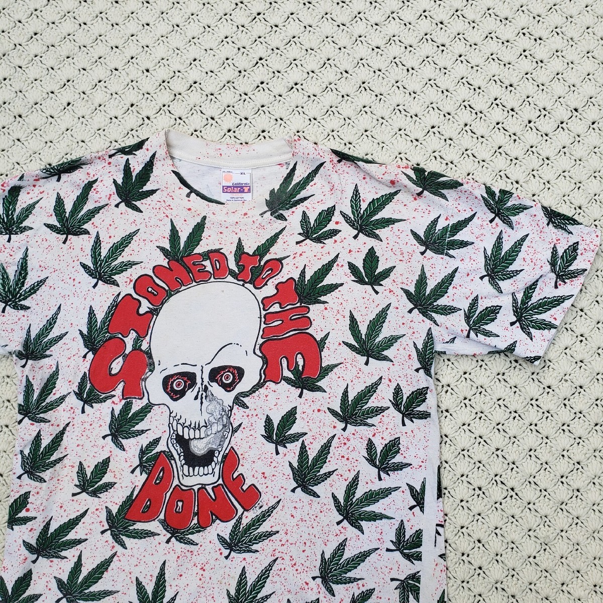 Vtg Stoned to the Bone All Over Print AOP Marijuana Weed 420 Vtg Stoned to the Bone All Over Print AOP Marijuana Weed 420