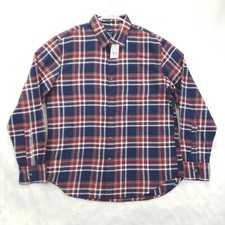 NEW J Crew Shirt Mens Large Blue Red Plaid Flannel Long Sleeve Classic Button-Up