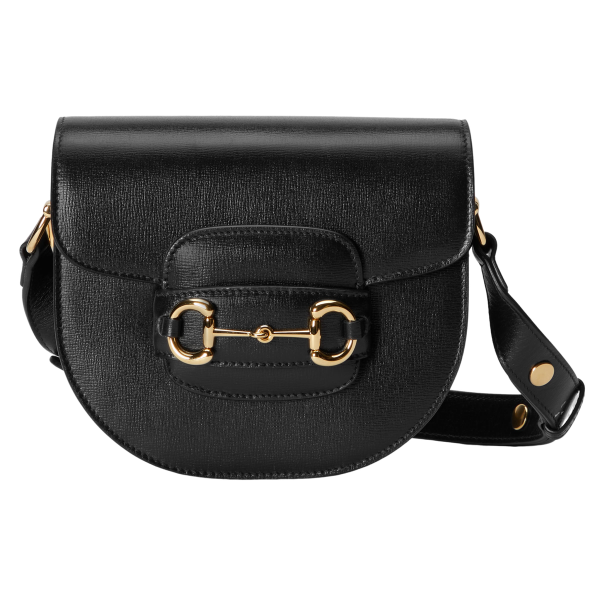 GUCCI Horsebit 1955 Mini $3190 Black Leather Rounded Shoulder Bag