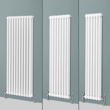 Traditional Radiator Vertical Double Column Cast Iron Style White Rads 1500mm