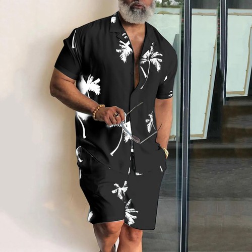 Sommer Hawaiihemd und Shorts Set, Strandoutfit, Herren Zweiteiler Set - Bild 14 von 23