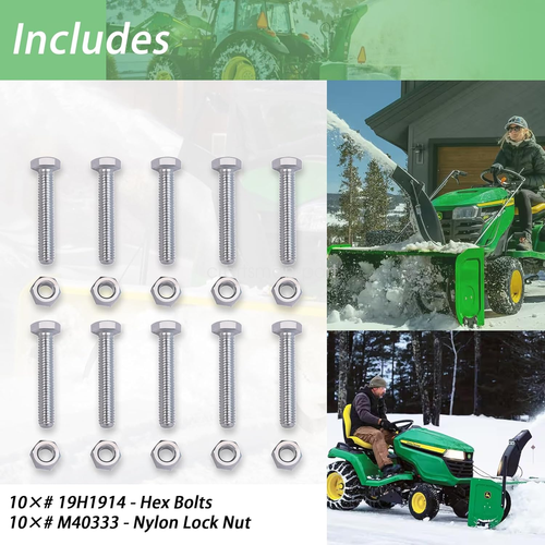 10 19H1914 Shear Bolts M40333 Nuts For John Deere 46 & 54" Tractor Snow Blowers - Picture 4 of 7