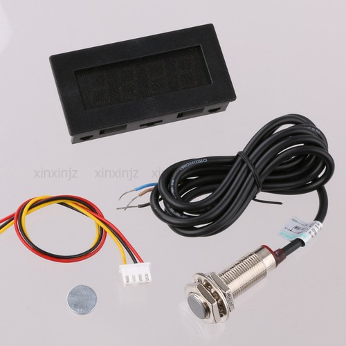 NPN Tachometer RPM Speed Meter 4 Digital Blue LED +Hall Proximity Switch Sensor  - Picture 1 of 5