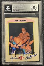 RON SIMMONS SIGNED 1993 WCW YEARBOOK CARD #21 BECKETT AUTHENTIC 658